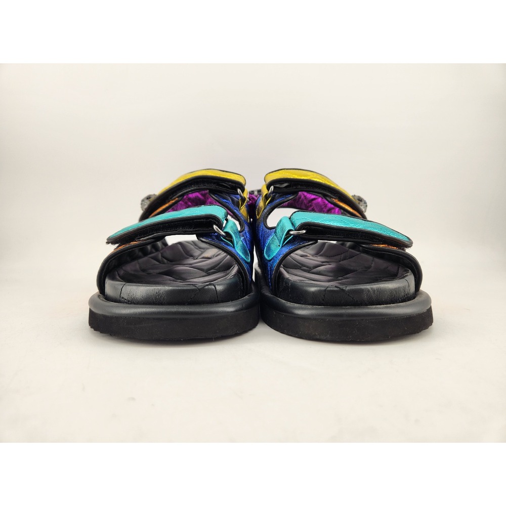 Kurt Geiger Metallic Multi-Color Quilted Leather Sandals - Picture 2 of 12